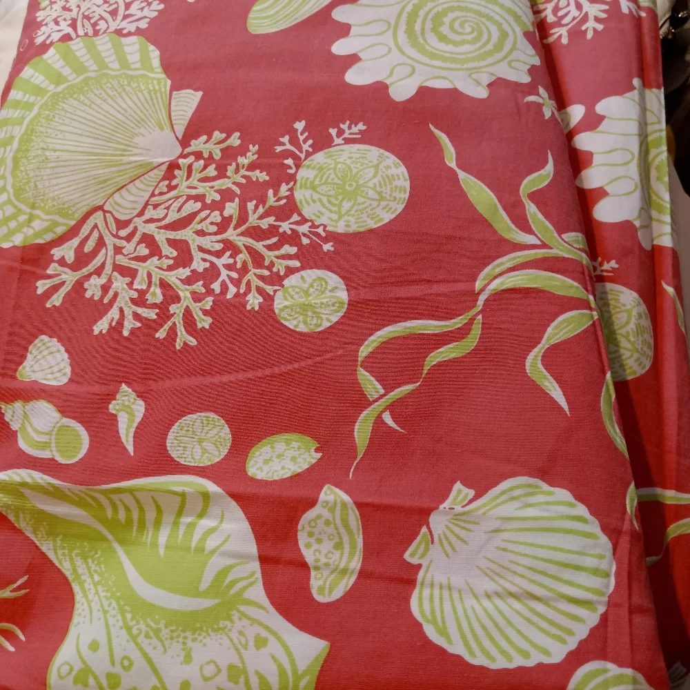 Coral Pink & Green Shell Print Twin Duvet Cover